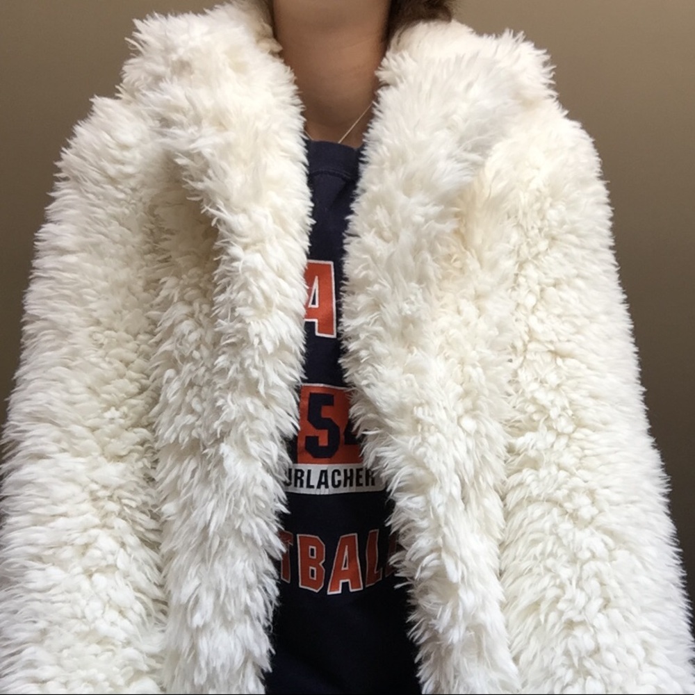 White furry coat